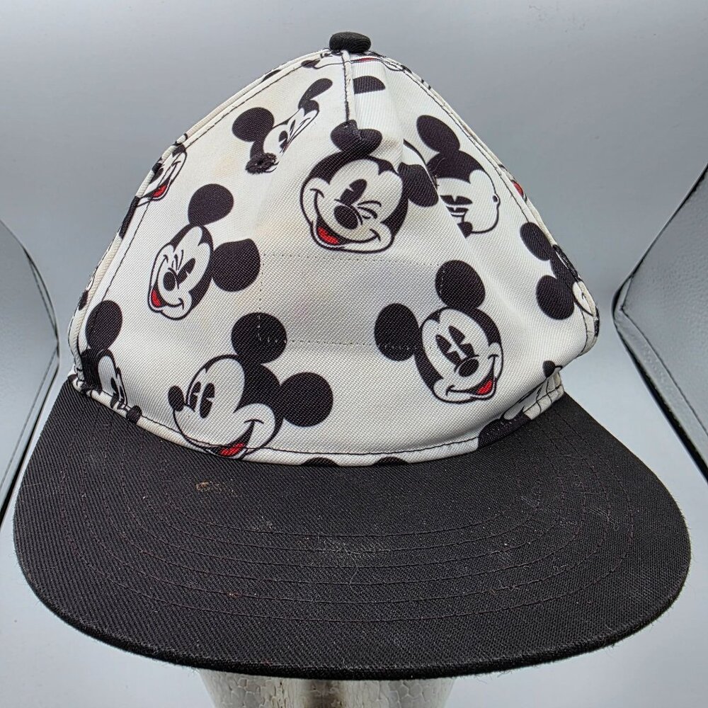 H&M x Disney Kids Adjustable Mickey Mouse Print Snapback Hat Black White Youth